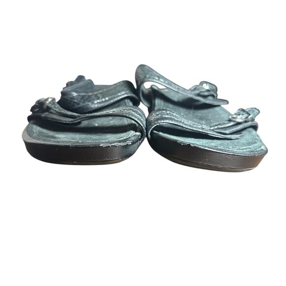 Aetrex Sandalistas Black Leather Sandals Adjustable Orthopedic Comfort Sz 8 1/2 - Picture 3 of 12